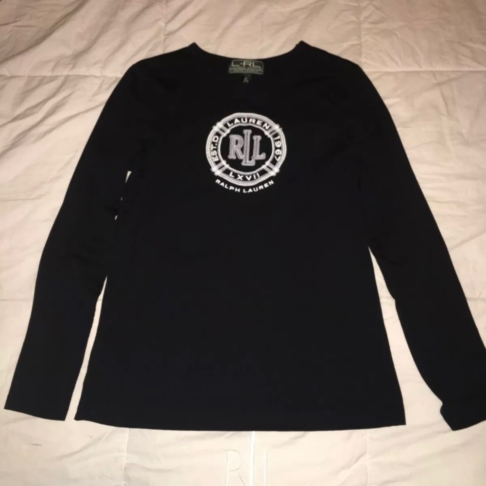 L-RL LAUREN ACTIVE Long Sleeve Logo Black M